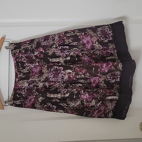 LOFT Size 2 Floral Pleated Linen/Silk Blend Midi Skirt.  EUC - Picture 1 of 9